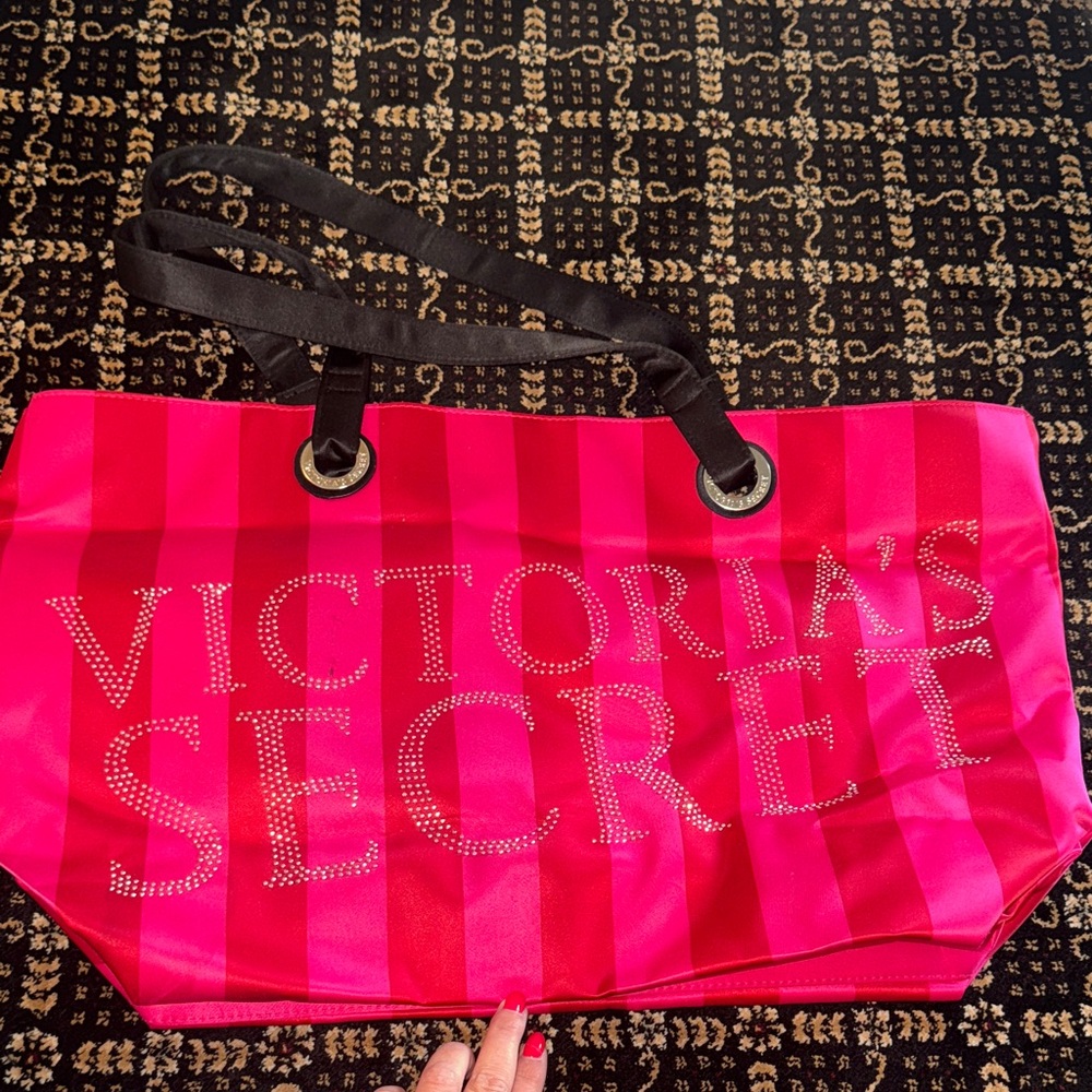 Victoria's Secret Bold Pink Striped Tote